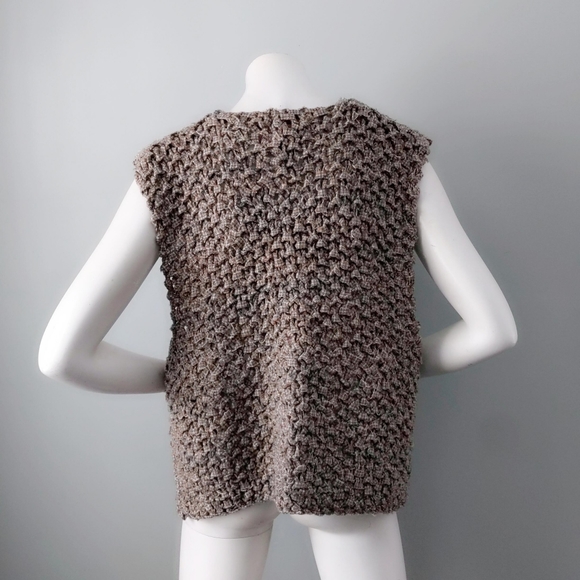 Unique Rare Woolrich Plaid Woven Macrame Open Weave Handknit Wool Vest XL - Picture 5 of 6